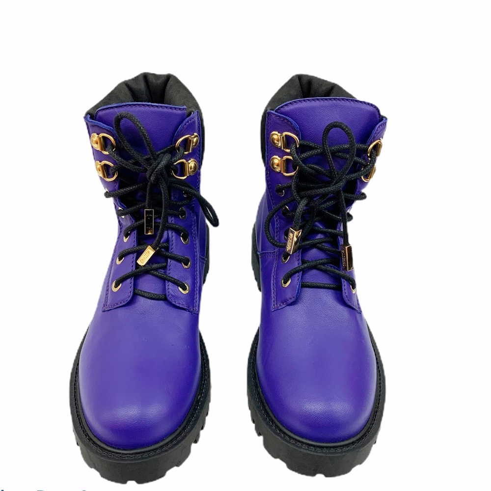 SOLD Moschino H&M Purple Leather Boots Women New - Picture 2 of 10